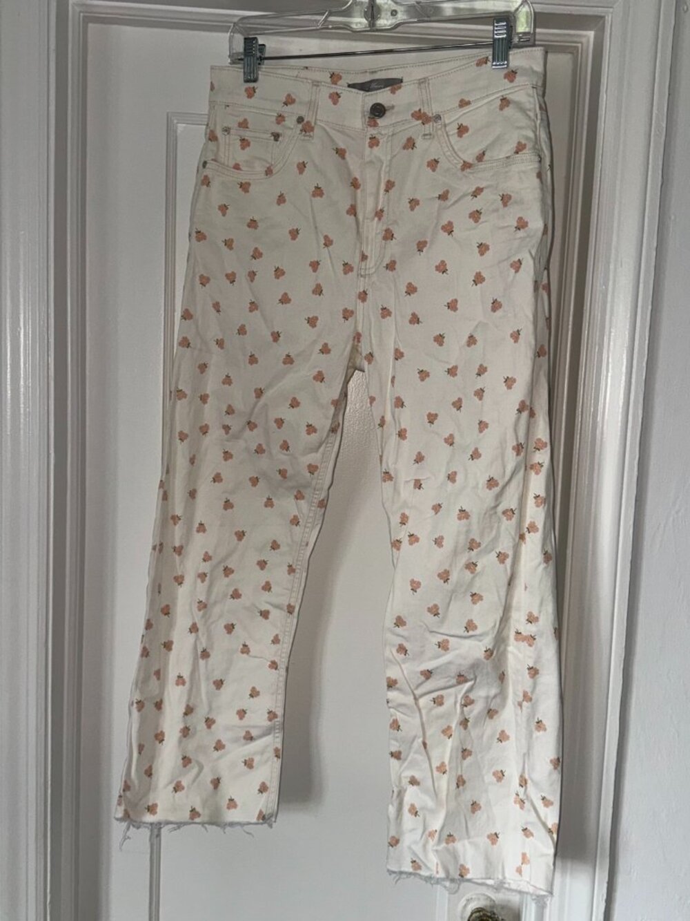 Mavi Barcelona Floral High-Rise Wide-Leg Jeans Cream Pink 30x29